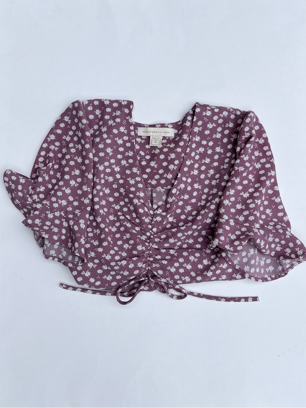 Monteau Los Angeles Floral Mauve Blouse, Size Medium